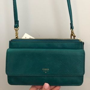 Fossil Tessa String Wallet in dark turquoise